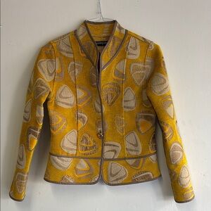 Khangura Yellow Patterned Women's Jacket size Small